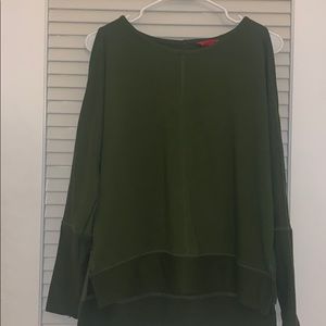 Green open shoulder long sleeve